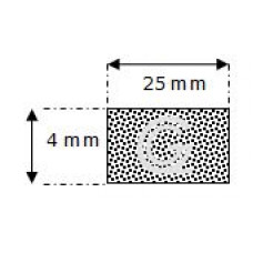 Rectangular sponge rubber cord | 4 x 25 mm| roll 50 meter